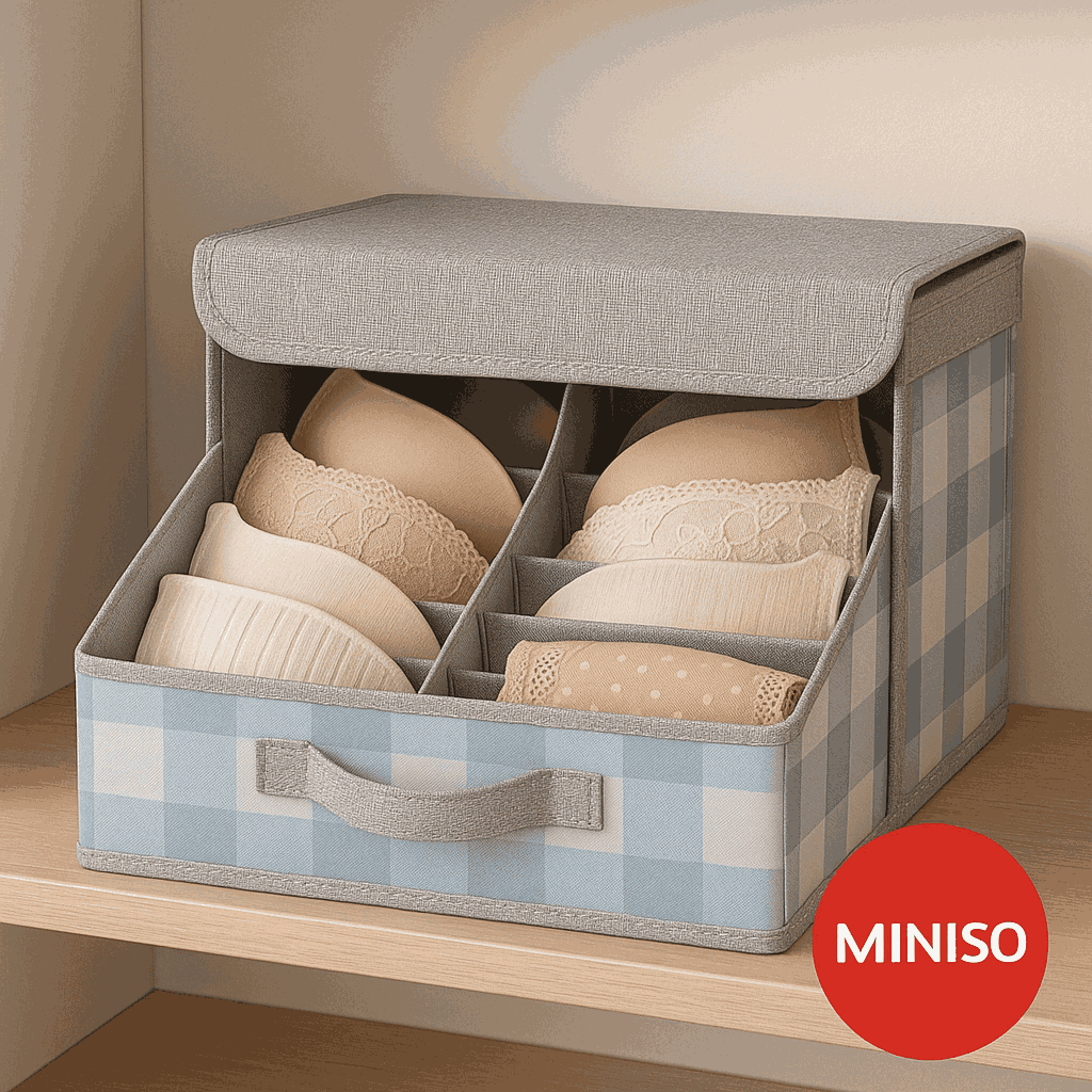 Blue Checkered Series 8-Compartment Bra Organizer