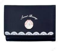 Woman,s Sweet Bunny Small Trifold Wallet (Black)