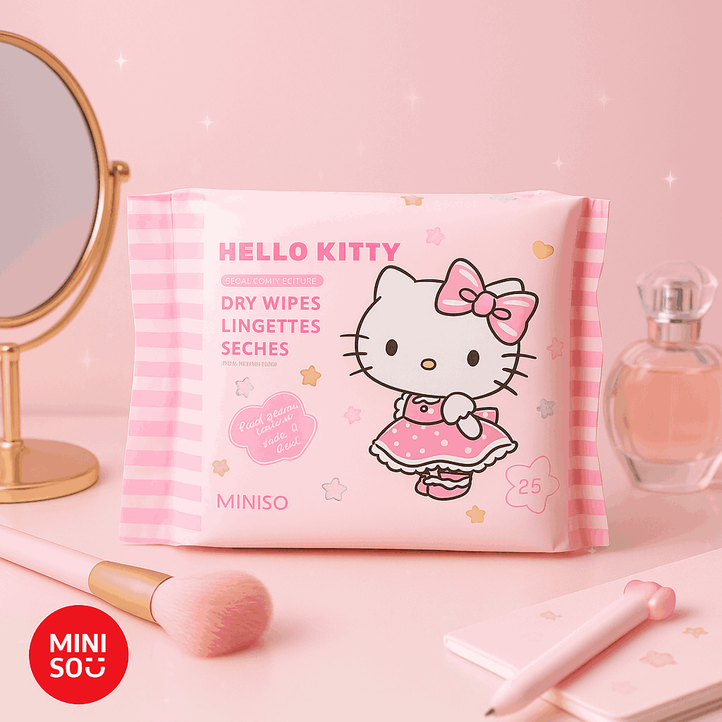 Hello Kitty Pearl Grain Texture Dry Wipes (25 Wipes)