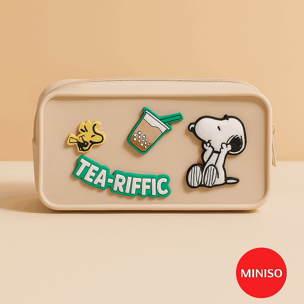 Snoopy Collection Silicone Cosmetic Bag (Beige) Miniso