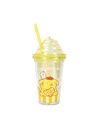 Sanrio Characters Plastic Water Bottle With Straw (320ML) (Yellow)
