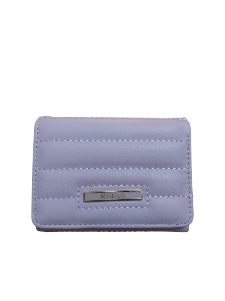 Classic Strip Tri-Fold Zip-Around Women's Wallet (Pink) Miniso