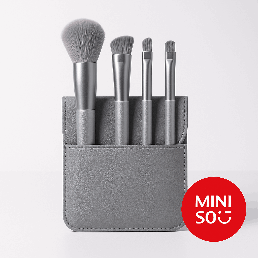 Mini Makeup Brush Set With Storage Bag(Gray)