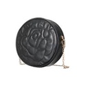 Rose Quilted Round Crossbody Bag With Chain (Black)