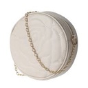 Rose Quilted Round Crossbody Bag With Chain (white)