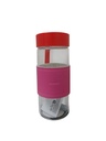 Solid Color Series 2.0 High Borosllcate Glass Tumbler With Handle (470ML)(Rosy) Miniso