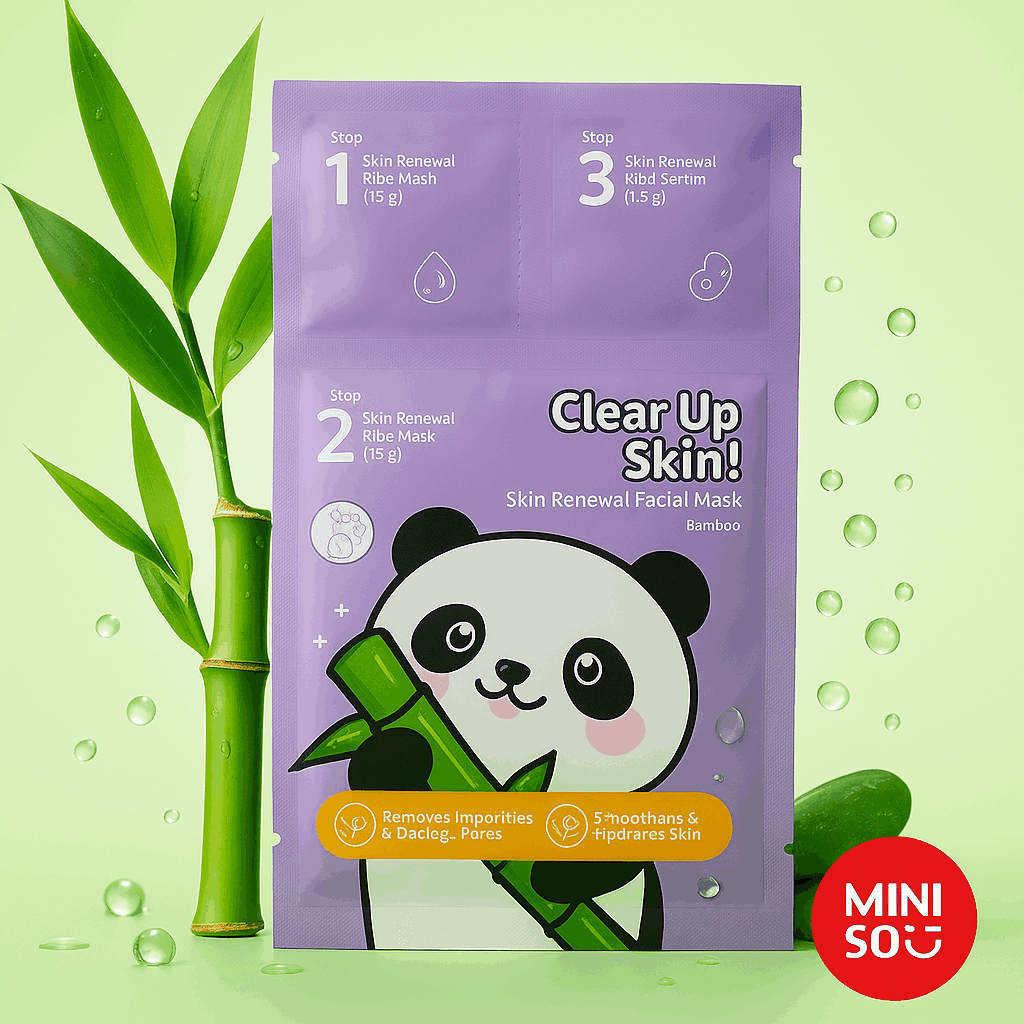 Miniso Skin Renewal Facial Mask(Bamboo)Pack Of 2 | thealanscottretail