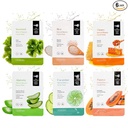 MINISO Face Mask for Glowing Skin, Anti Stay Late Tired Skin - Papaya & Seaweed Exfoliate, Nature Cucumber & Aloe vera Deep Moisturize, Honey Nourishing Cells, Rich Rice Vitamins Antioxidant 6Pcs